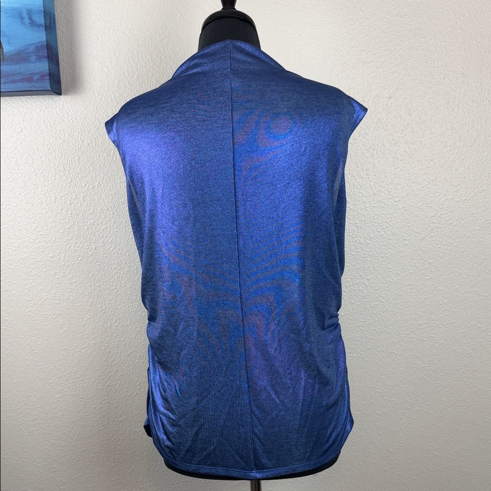 Rebecca Minkoff Shimmering Metallic Blue Sleeveless Tank - Picture 3 of 7